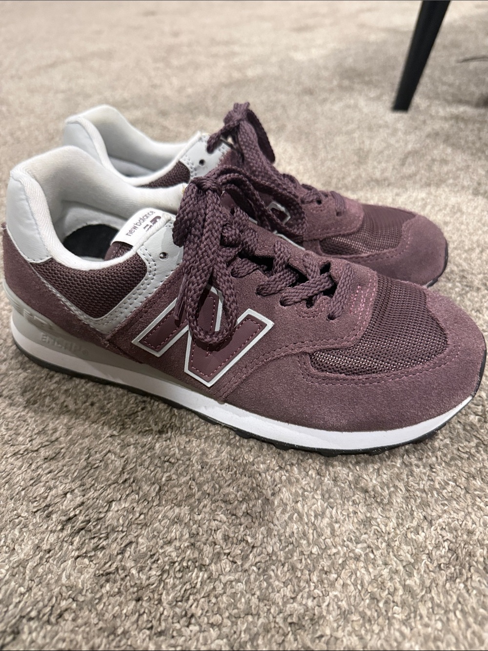 New Balance Maroon Suede & Mesh Sneakers with White Accents